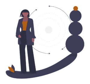 illustration of a scale balancing equally technology and human 